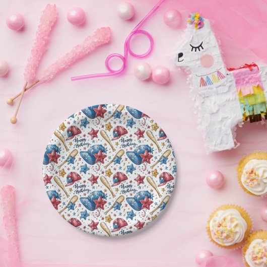 野球誕生日紙プレートパーティー食器少年 ペーパープレート (パーティー)