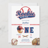 野球誕生日 |写真の最初の誕生日 招待状 (正面)