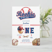 野球誕生日 |写真の最初の誕生日 招待状 (スタンド正面)