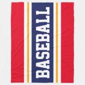 野球赤い白のネイビーブルーのアスレチックストライプ フリースブランケット (正面)