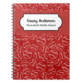 野球赤と白ノパーソナライズされたート ノートブック (正面)