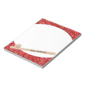 野球赤と白プリントメモ帳 ノートパッド (回転)