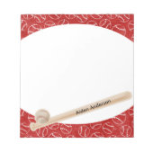 野球赤と白プリントメモ帳 ノートパッド (正面)