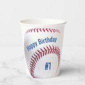 野球赤と青の名前と年齢のパーティー 紙コップ (裏面)