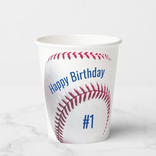 野球赤と青の名前と年齢のパーティー 紙コップ (裏面)