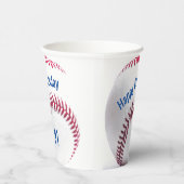 野球赤と青の名前と年齢のパーティー 紙コップ (右)