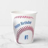 野球赤と青の名前と年齢のパーティー 紙コップ (正面)
