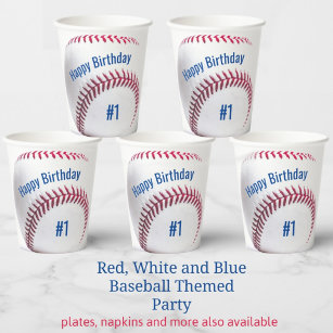 野球赤と青の名前と年齢のパーティー 紙コップ