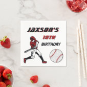 野球赤黒誕生日パーティーAny Age スタンダードカクテルナプキン (インサイチュ)