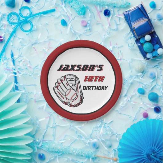 野球赤黒誕生日パーティーAny Age ペーパープレート (パーティー)