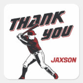 野球赤黒誕生日会 スクエアシール (正面)