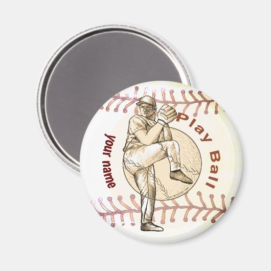 野球遊投手名前をカスタムする マグネット (正面/裏面)