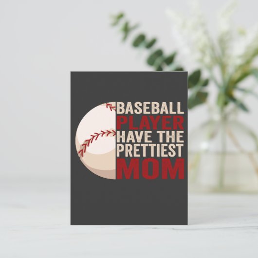 野球選手がかわいらし母をスポーツおもしろいママにする ポストカード (スタンド正面)