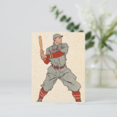 野球選手がこうもりヴィンテージスケッチ ポストカード (スタンド正面)