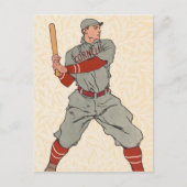 野球選手がこうもりヴィンテージスケッチ ポストカード (正面)