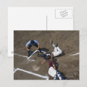 野球選手がベースに滑り込む ポストカード (正面/裏面)