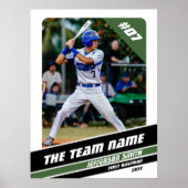 野球選手がホワイトグリーンでカスタマイズ可能なギフト ポスター (正面)