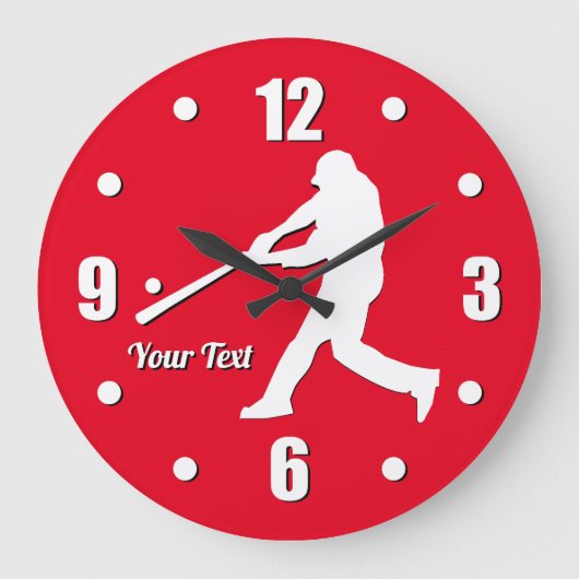 野球選手が大型クロックをパーソナライズ ラージ壁時計 (正面)