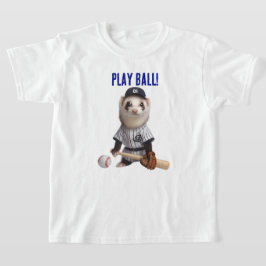 野球選手に扮したかわいいフェレット Tシャツ