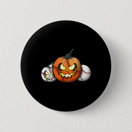 野球選手のための怖いハロウィーンパンプキ教えン 缶バッジ (正面)