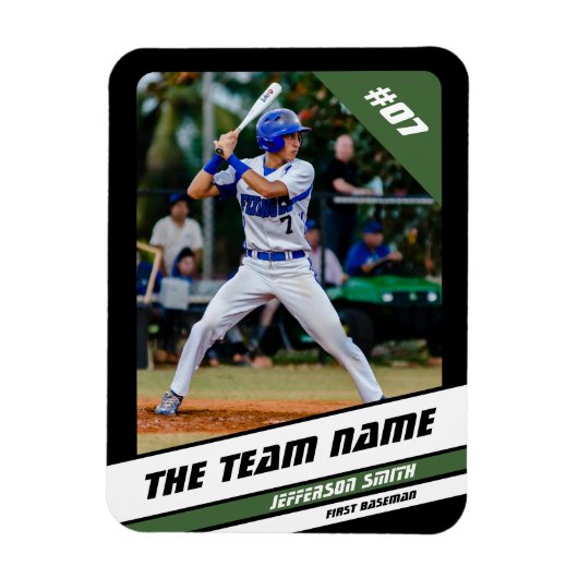 野球選手のカスタマイズ可能なブラックグリーン マグネット (縦)