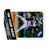 野球選手のカスタマイズ可能なホワイトブルー マグネット (横)