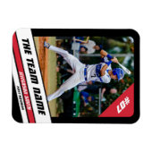 野球選手のカスタマイズ可能な黒の赤 マグネット (横)