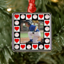 野球選手のカスタムスポーツ写真クリスマス メタルオーナメント