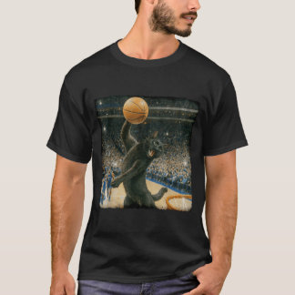 野球選手のゲームデイメメ 黒猫のプレー Tシャツ