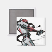 野球選手のスイングこうもり、サイドビュー マグネット (正面/裏面)