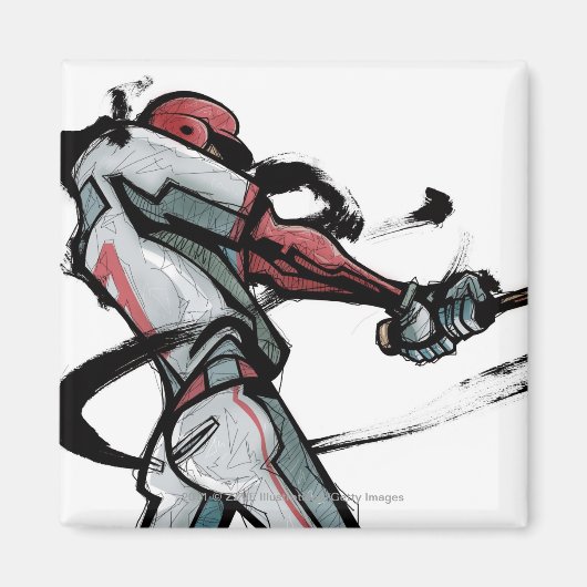 野球選手のスイングこうもり、サイドビュー マグネット (正面)