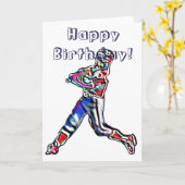 野球選手のハッピーバースデーカード カード (黄色い花)