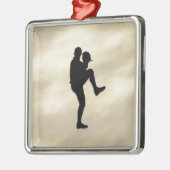 野球選手のピッチャーがアップ メタルオーナメント (左)