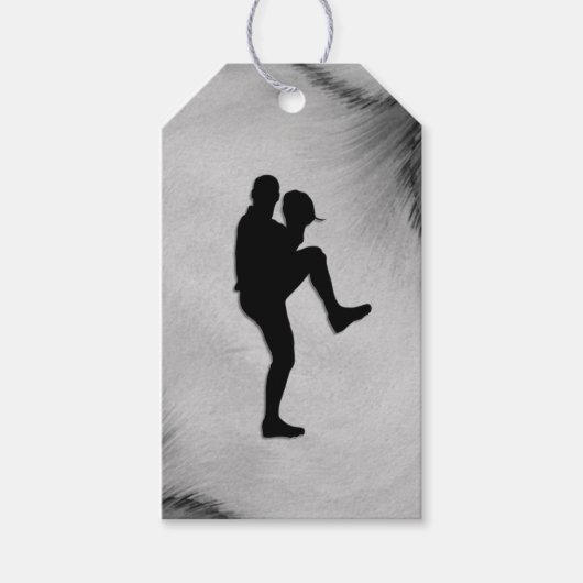 野球選手のピッチャーがワインドアップ ギフトタグ (正面)