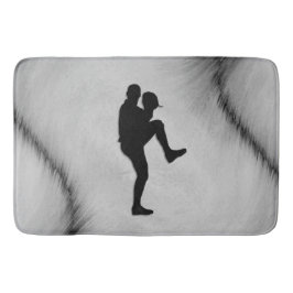 野球選手のピッチャーがワインドアップ バスマット