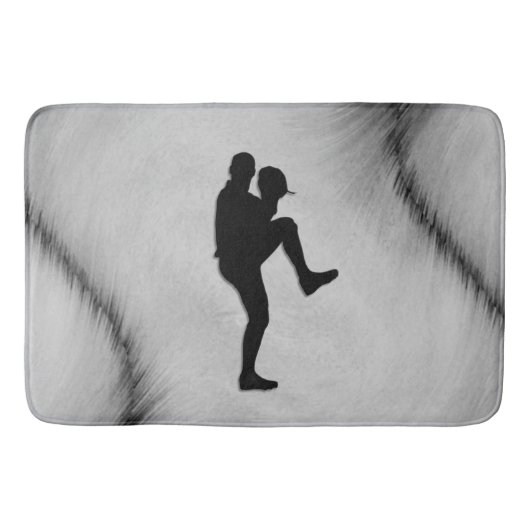 野球選手のピッチャーがワインドアップ バスマット (正面)