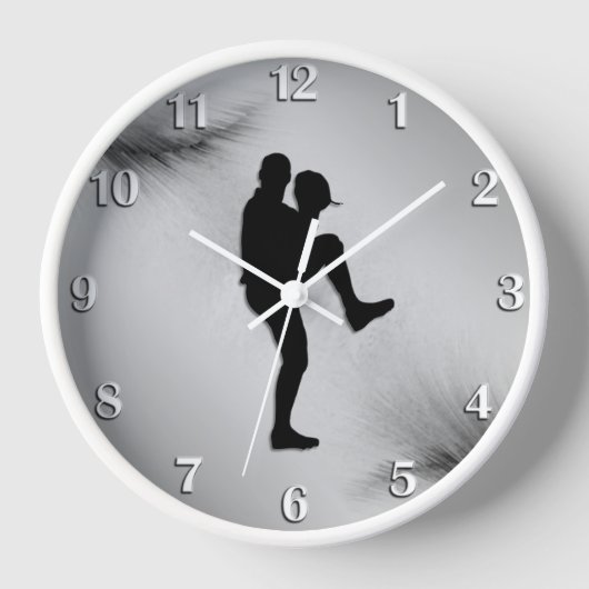 野球選手のピッチャーが白番を巻き上げた 壁時計 (正面)