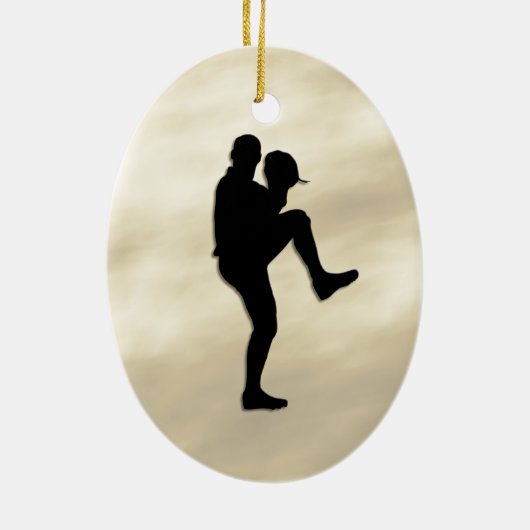 野球選手のピッチャー・ウィンドアップ セラミックオーナメント (裏面)