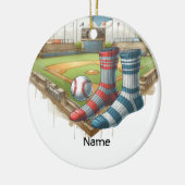 野球選手のボールに名前が付いた野球 セラミックオーナメント (左)