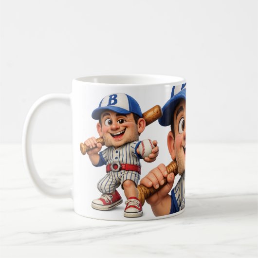 野球選手のユーモア コーヒーマグカップ (左)