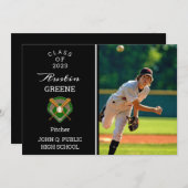 野球選手の写真卒業発表 招待状 (正面/裏面)