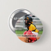 野球選手の写真名番パーソナライズされた号 缶バッジ (正面&裏面)