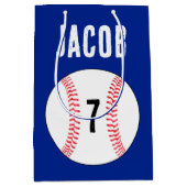 野球選手の名前または年齢のカスタムパーティー ミディアムペーパーバッグ (正面)