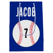 野球選手の名前または年齢のカスタムパーティー ミディアムペーパーバッグ (裏面)