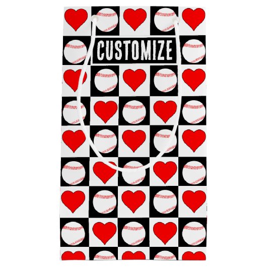 野球選手の名前または文字スポパーソナライズされたーツ スモールペーパーバッグ (正面)