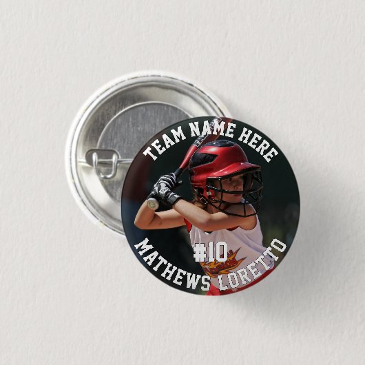 野球選手の名前を追加チームと写真 缶バッジ (正面&裏面)