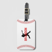 野球選手の名前スポーツ付きシルエットバッグ ラゲッジタグ (正面縦)