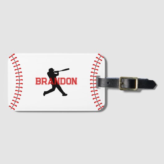野球選手の名前スポーツ付きシルエットバッグ ラゲッジタグ (正面横)