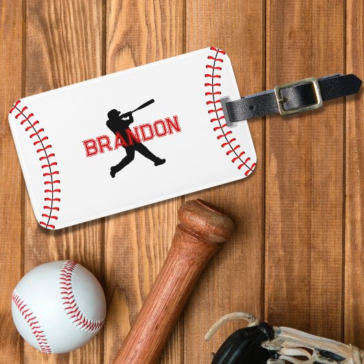 野球選手の名前スポーツ付きシルエットバッグ ラゲッジタグ