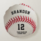 野球選手の名前パーソナライズされた番号 ラウンドクッション (裏面)